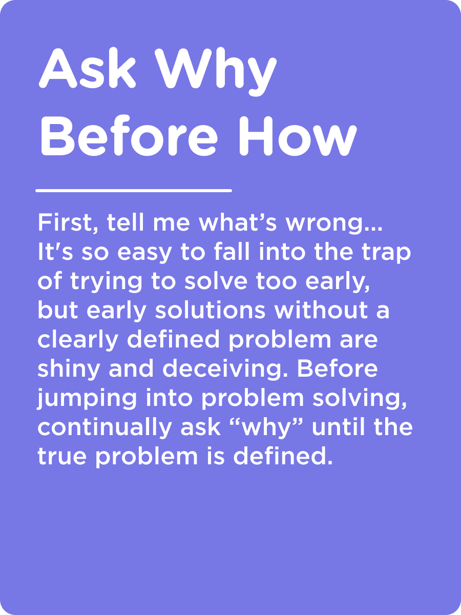 Principle card reading Ask Why Before How